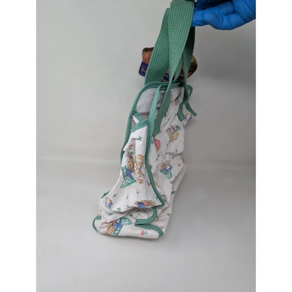 Vintage Beatrix Potter Peter Rabbit Mint Green Vinyl Baby Bottle Diaper Bag Tote